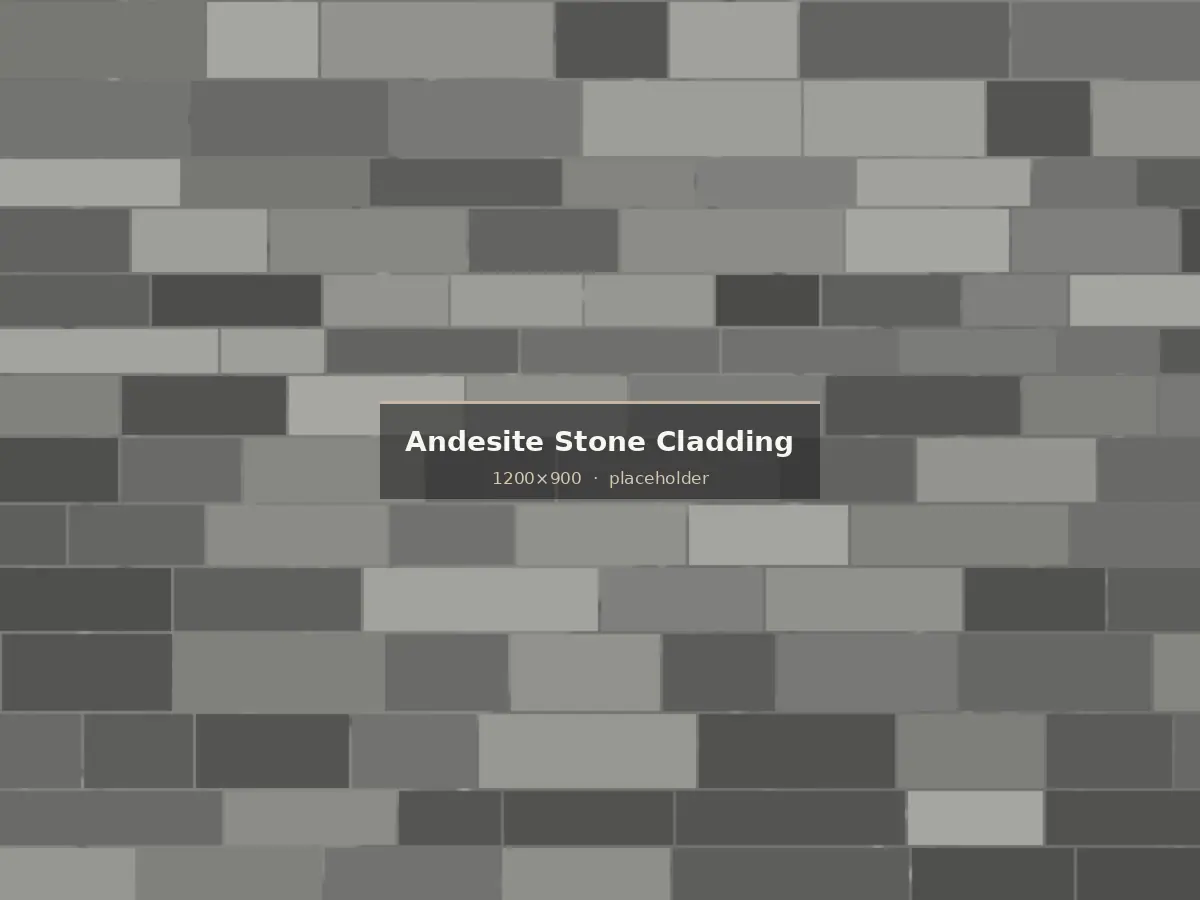 Andesite stone wall cladding in a stacked linear pattern