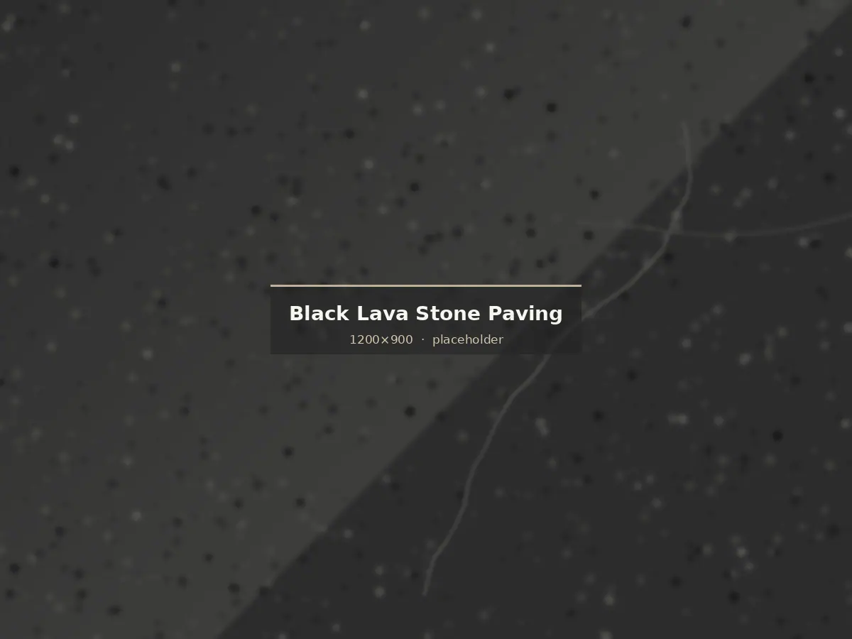 Flamed black lava stone paving on an outdoor terrace