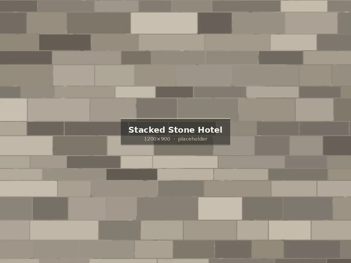 Honed andesite bar front against stacked stone walls